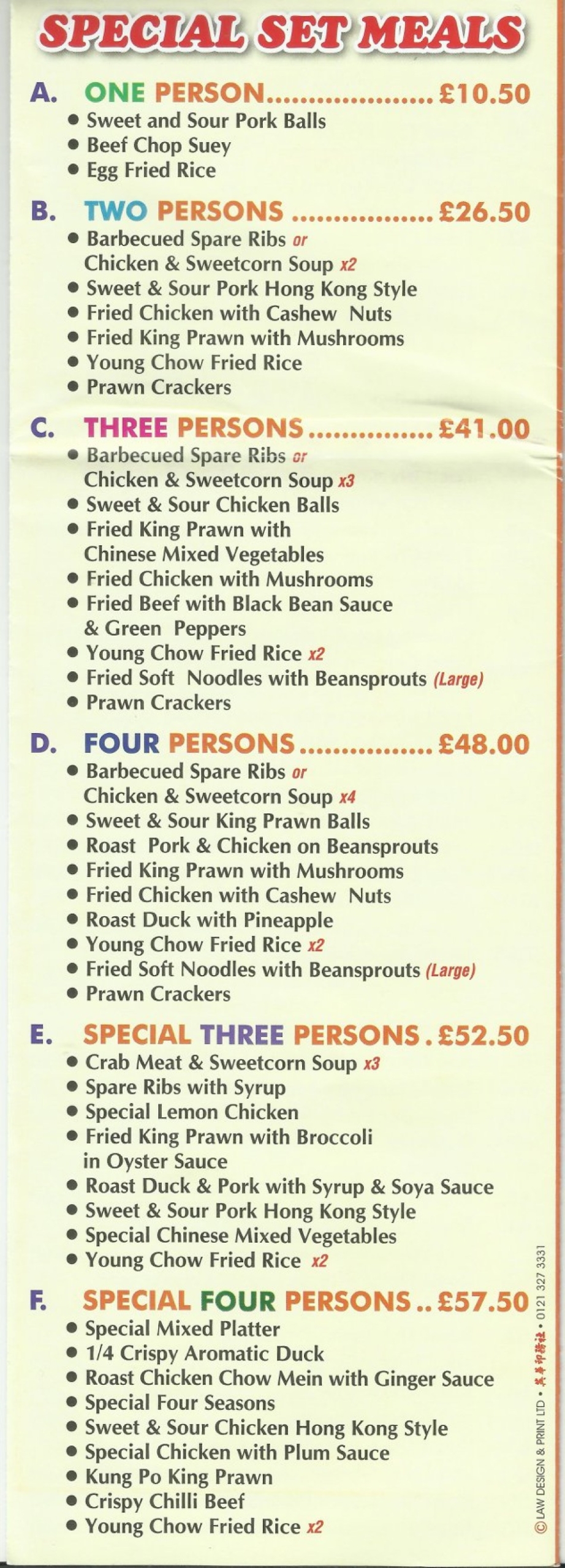 Takeaway Restaurant Menu Page - Seven Up Express Chinese Takeaway - Plymouth