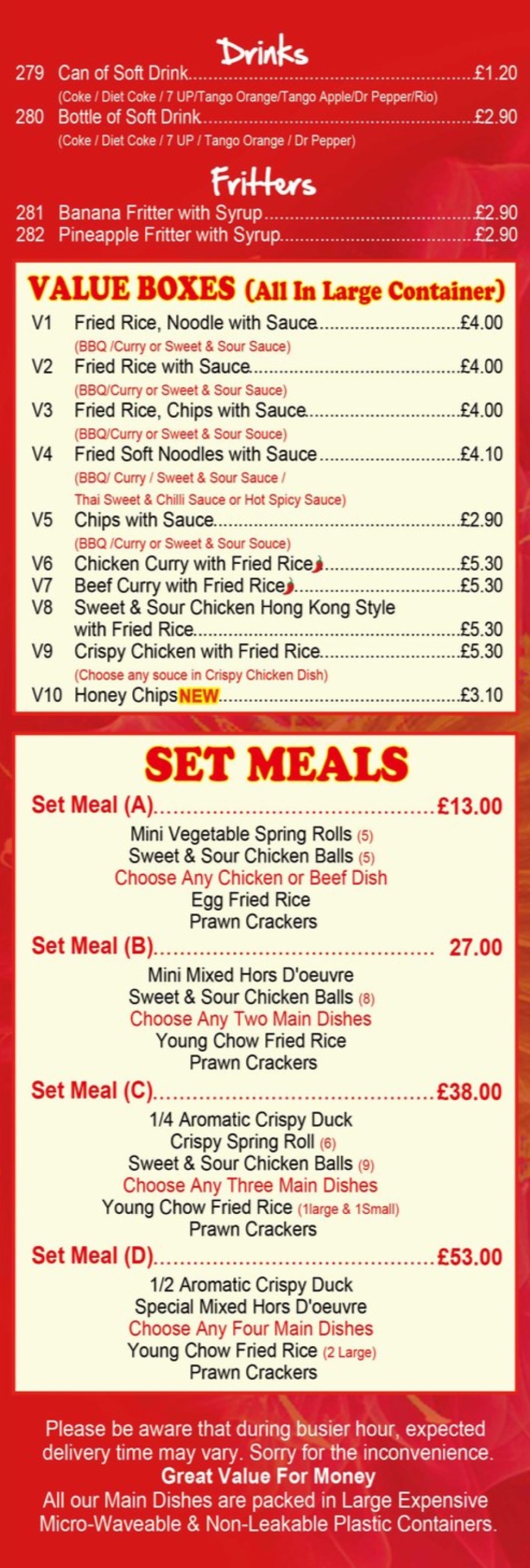Takeaway Restaurant Menu Page - Royal china Chinese takeaway - Plymouth