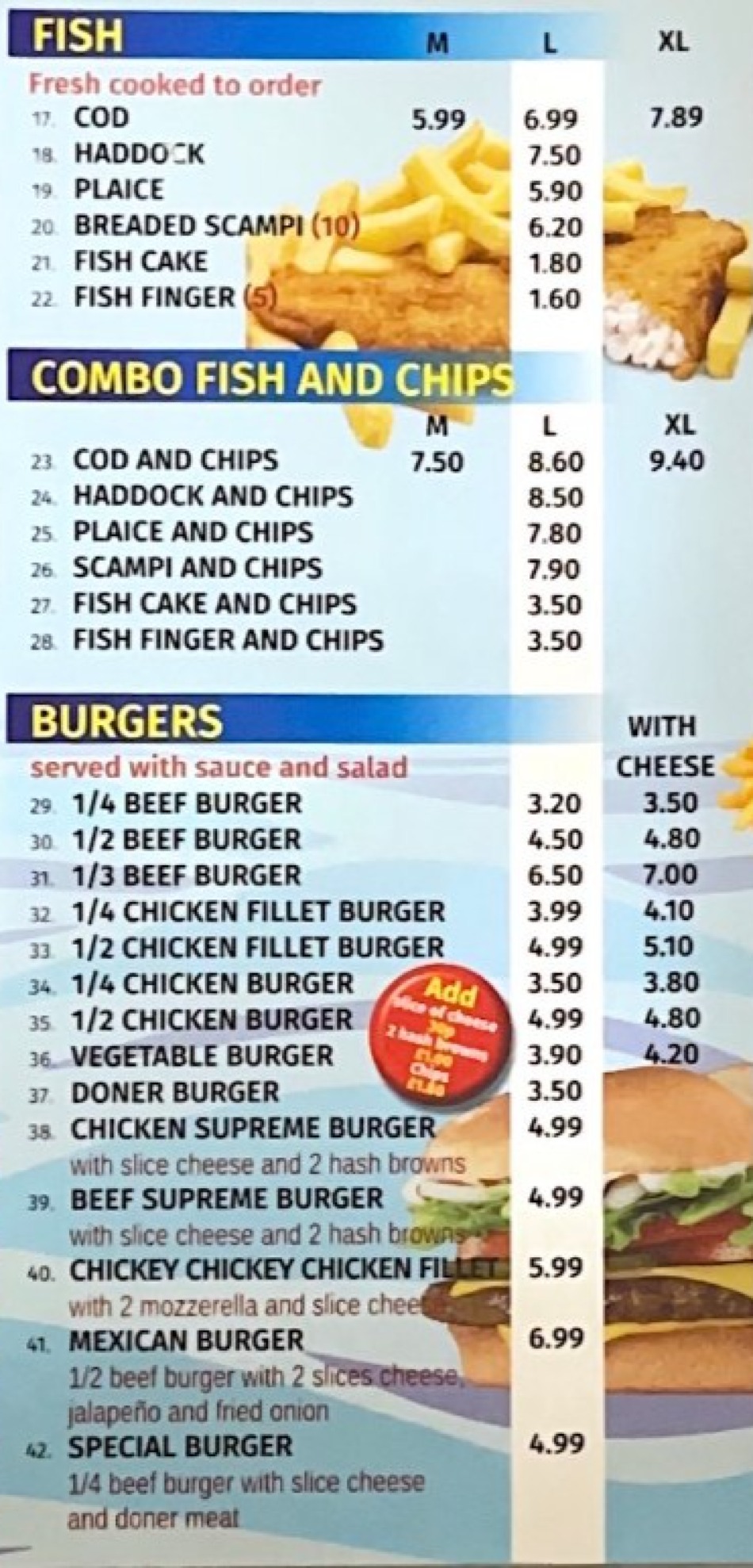 Takeaway Restaurant Menu Page - East End Fish and Chip Takeaway - Plymouth