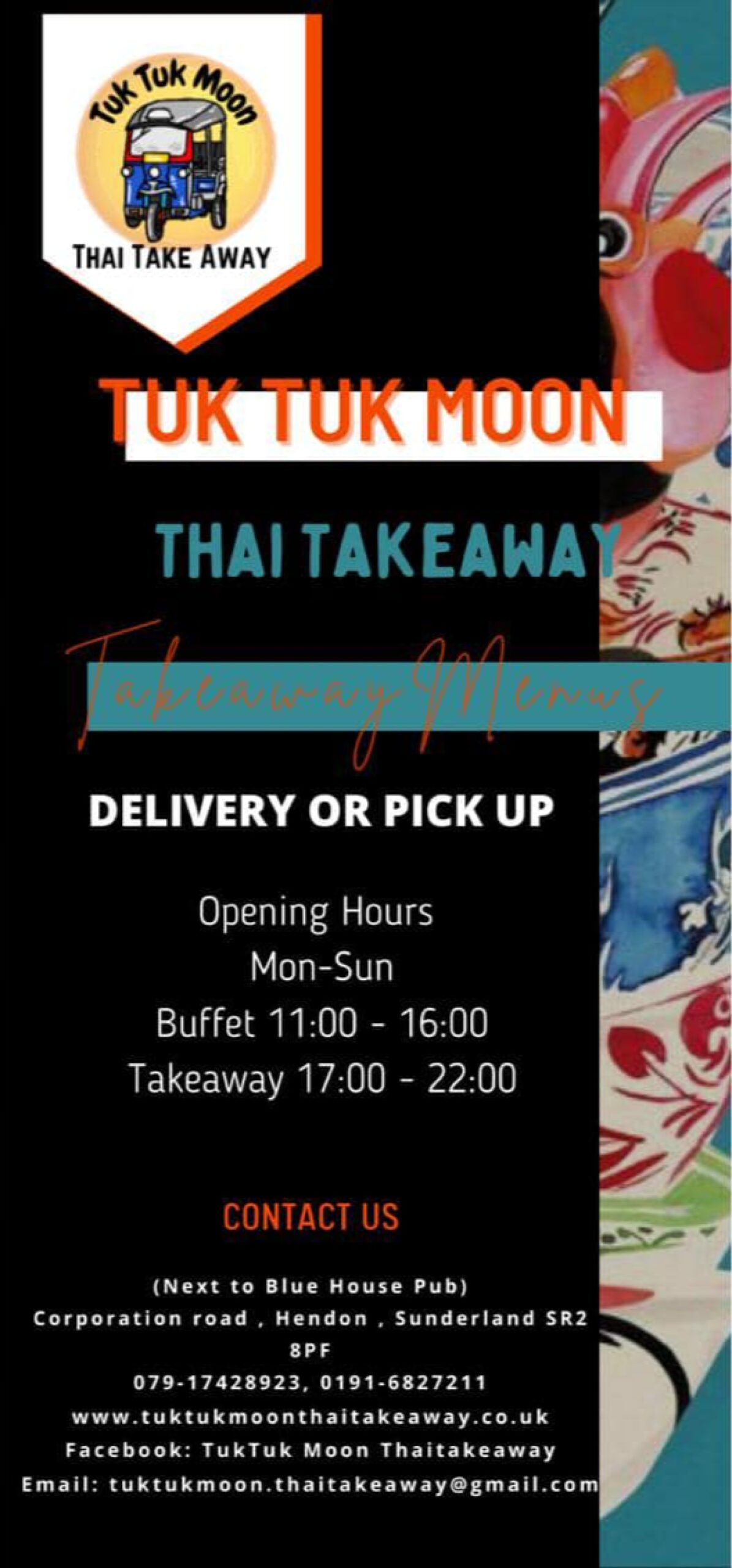 Takeaway Restaurant Menu Page - Tuk Tuk Moon Thai Takeaway - Sunderland