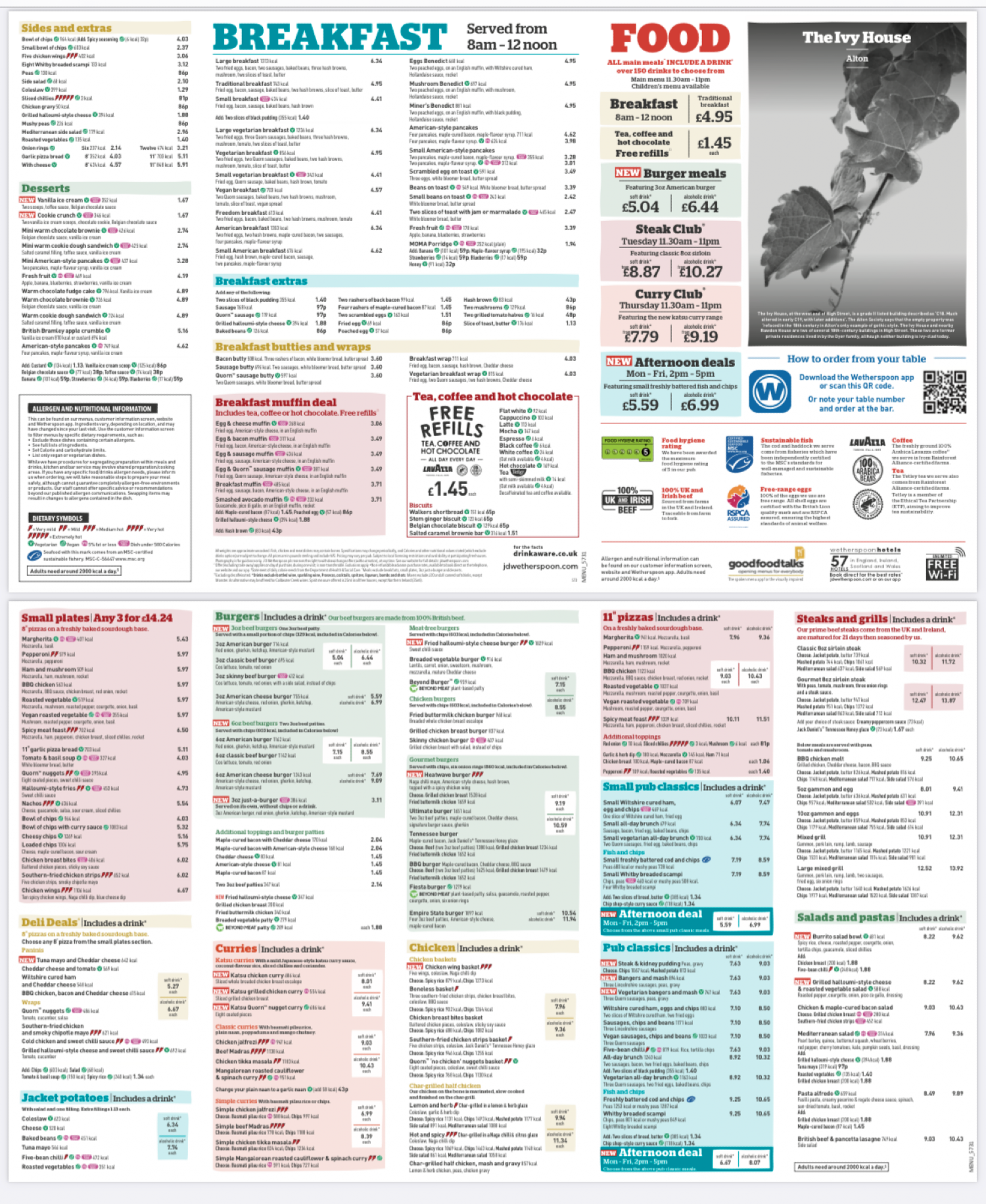 Takeaway Restaurant Menu Page - Wetherspoons – The Ivy House - Alton