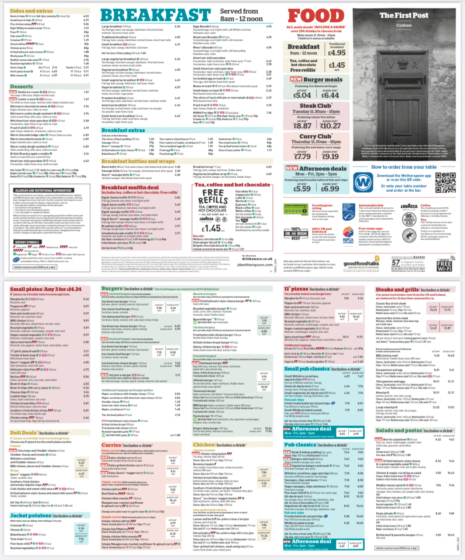 Takeaway Restaurant Menu Page - Wetherspoons – The First Post - Portsmouth