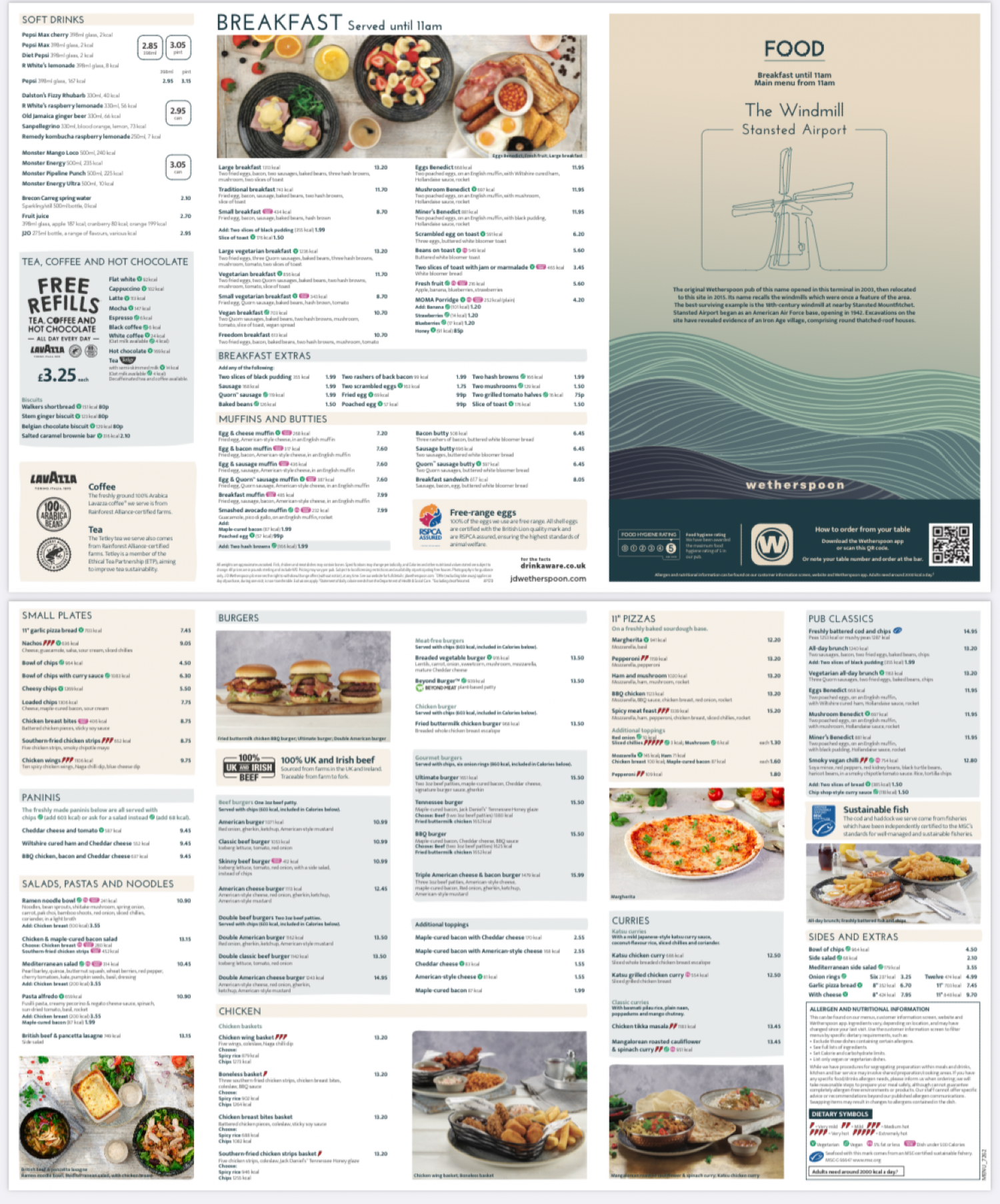Takeaway Restaurant Menu Page - Wetherspoons – The Windmill - Stansted
