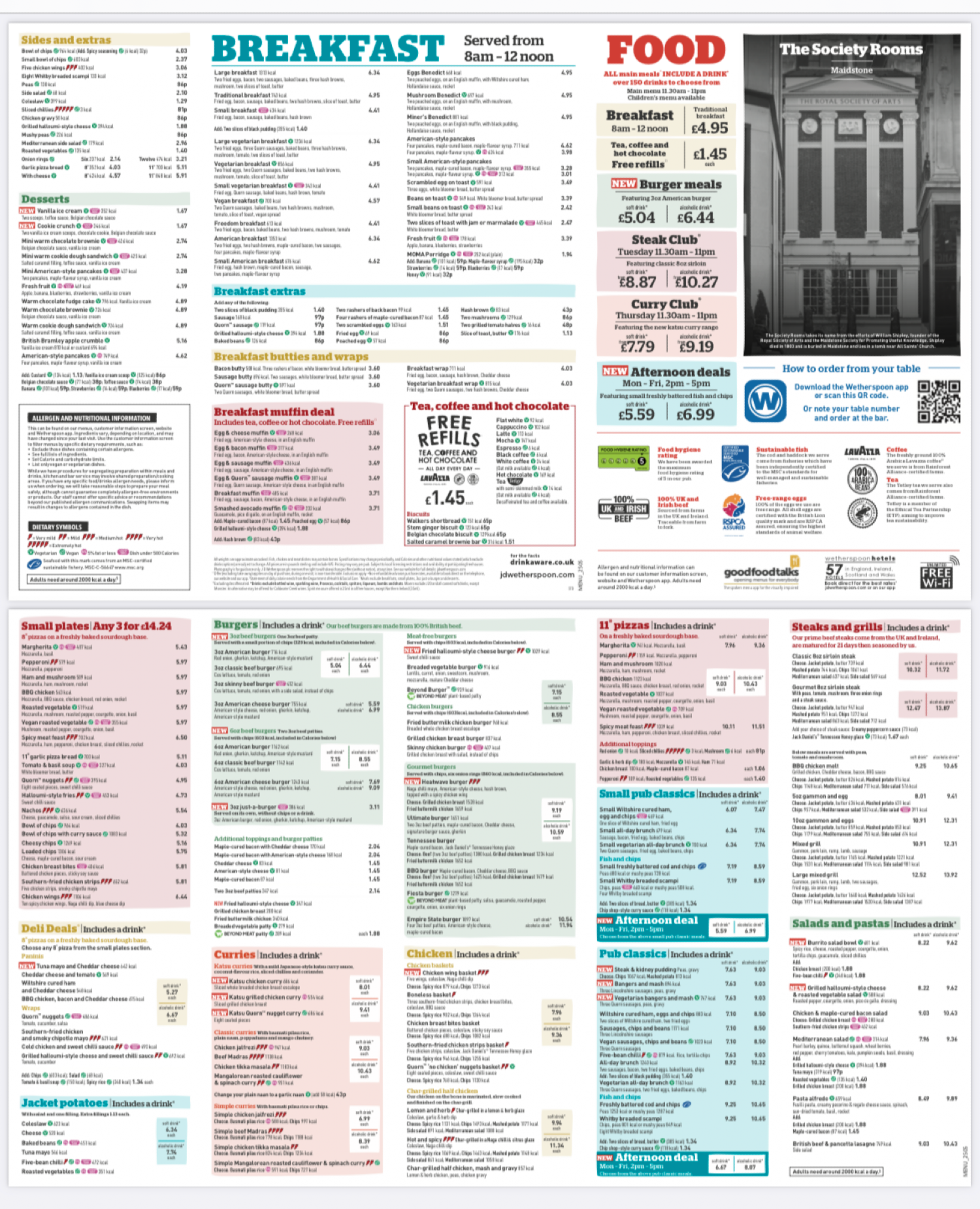Takeaway Restaurant Menu Page - Wetherspoons – The Society Rooms - Maidstone