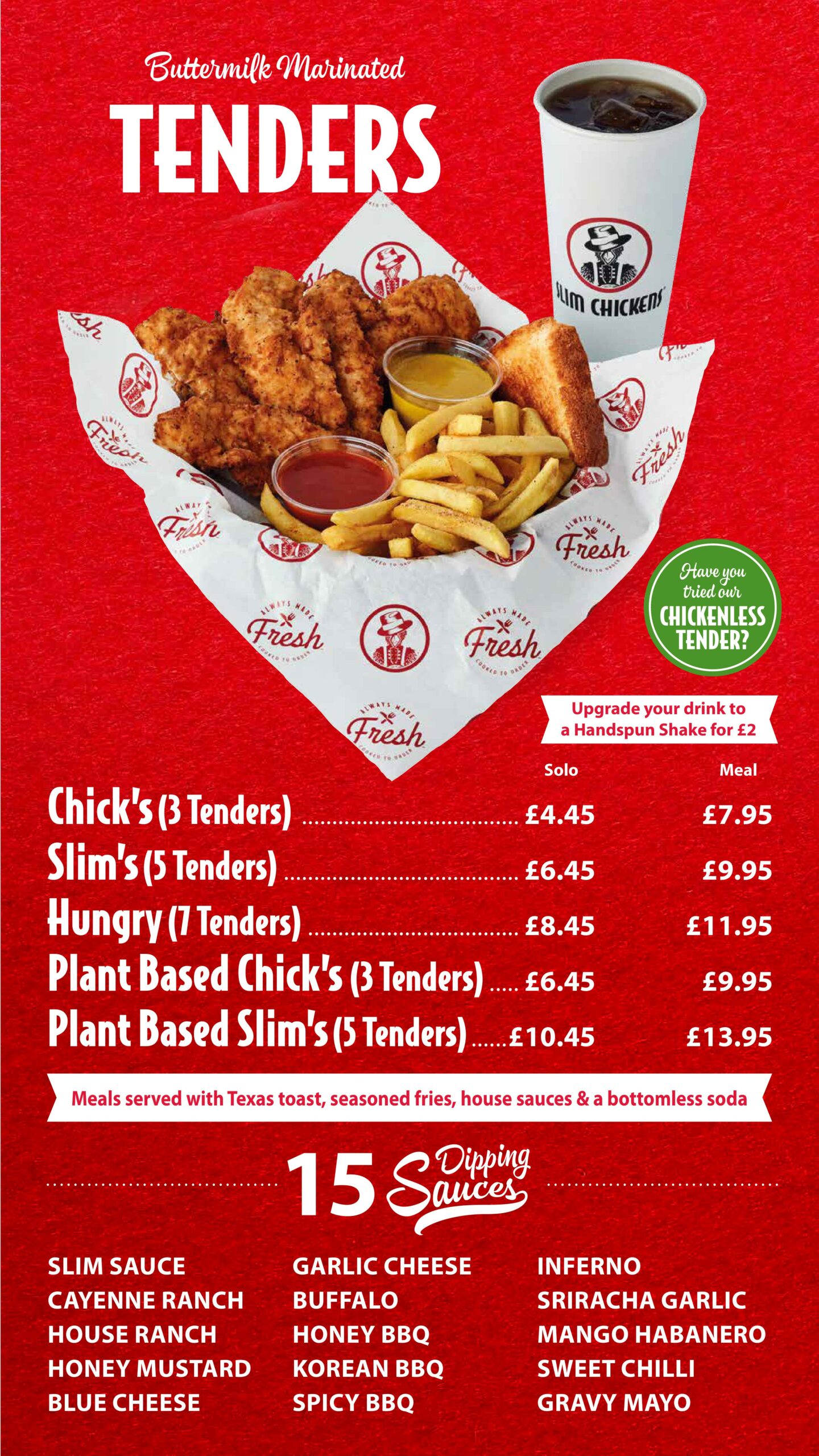 Slim Chickens UK - main menu