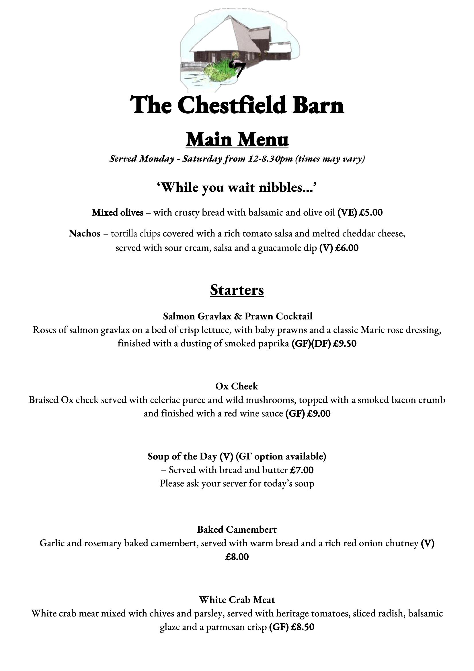 Chestfield Barn - main menu
