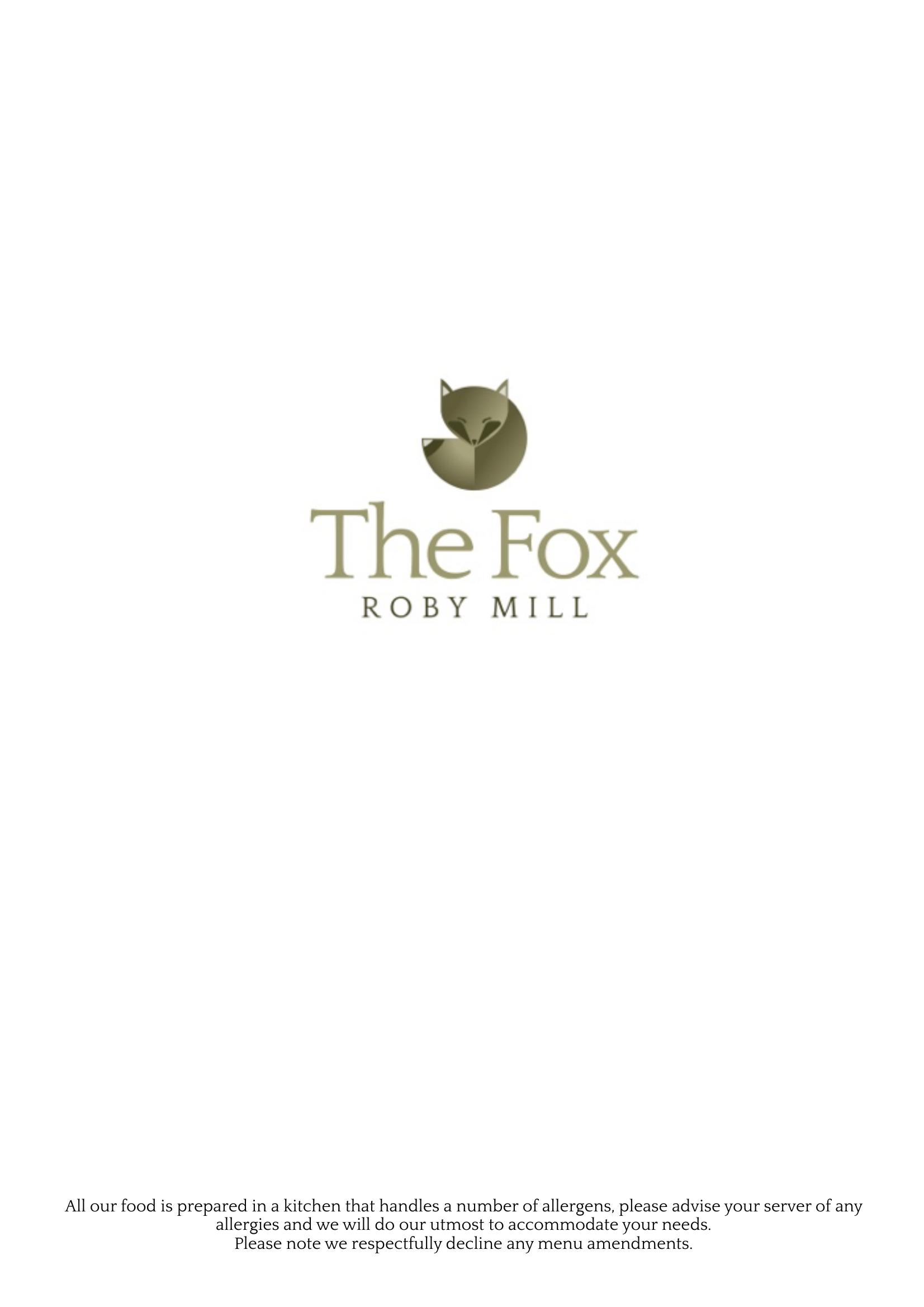 The Fox at Roby Mill - main menu