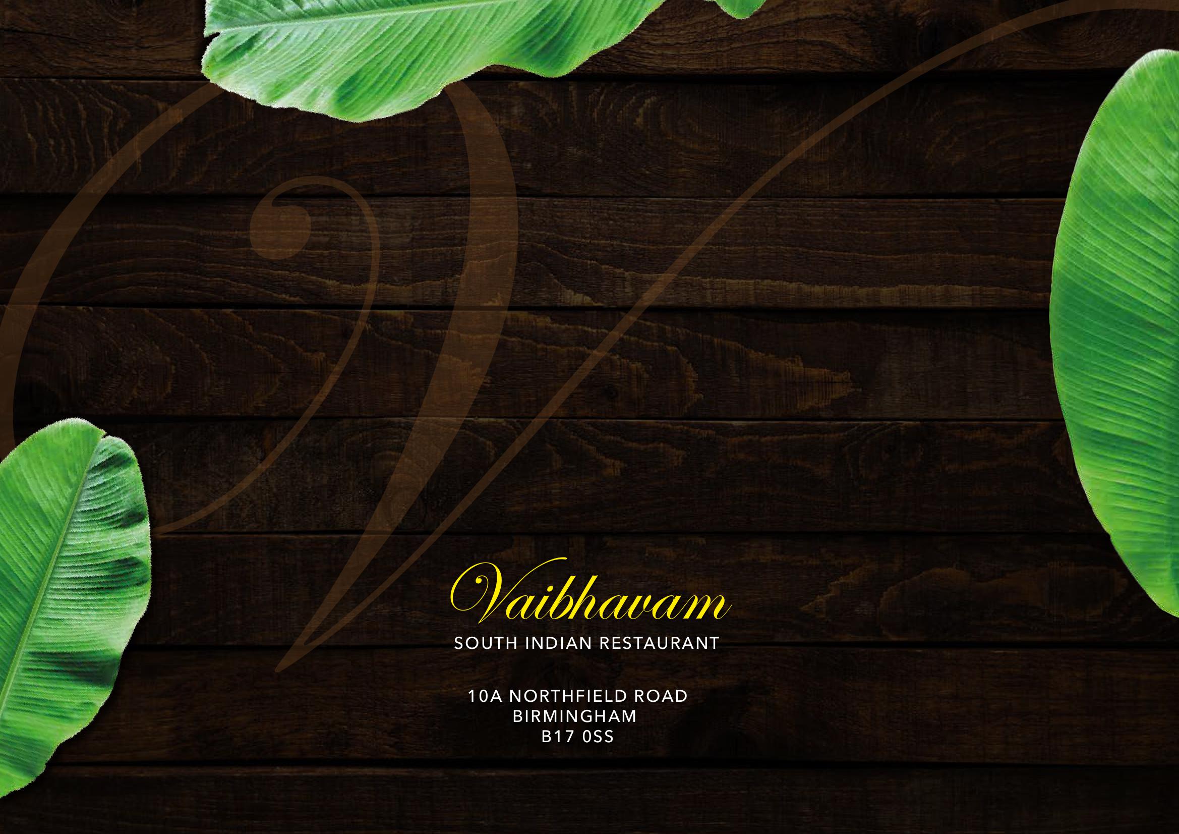 Vaibhavam – South Indian Restaurant Harborne - main menu
