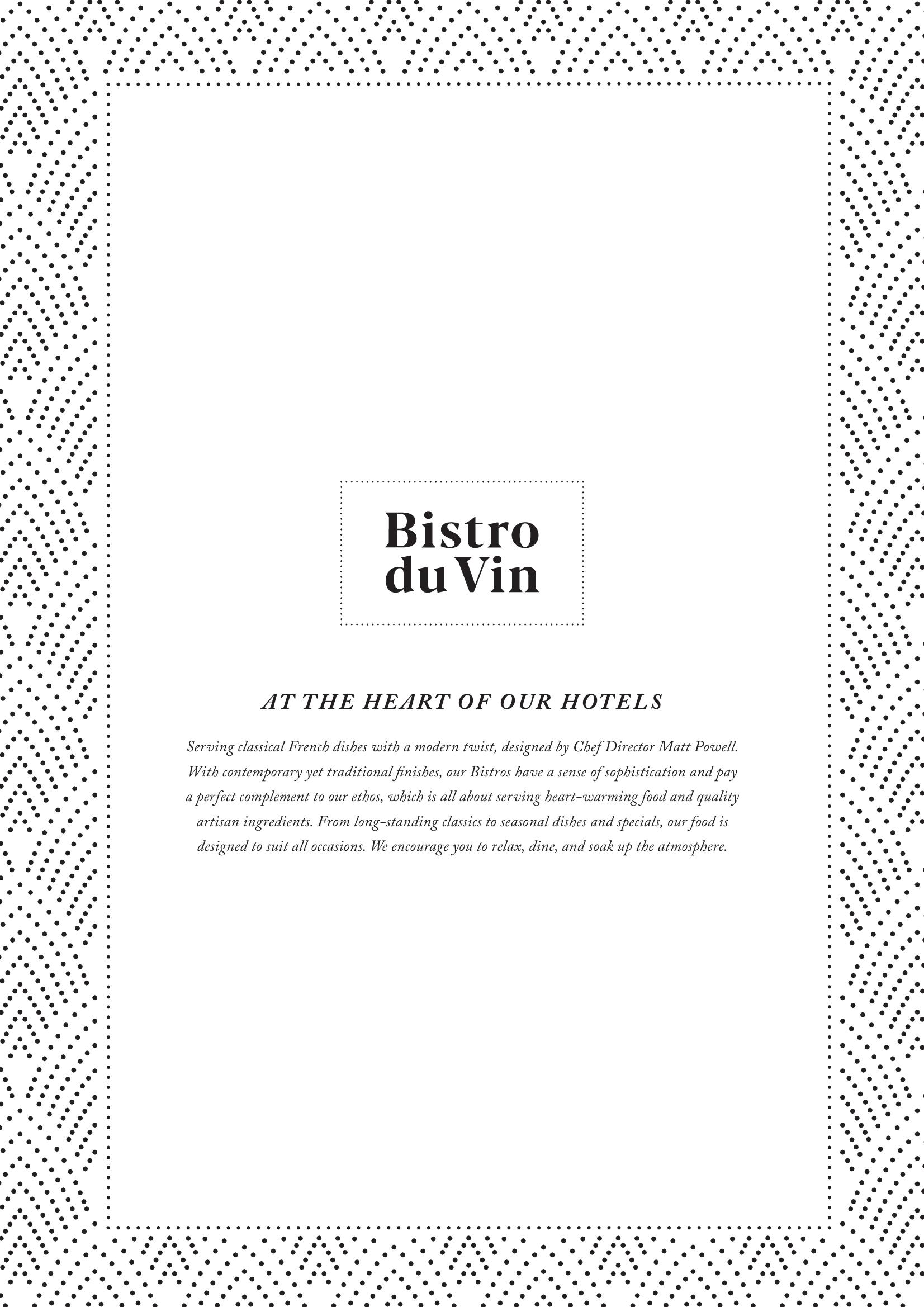 Bistro Du Vin – Newcastle - main menu