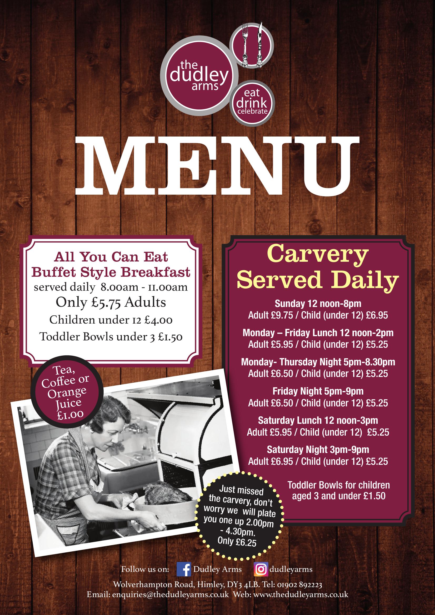 The Dudley Arms - main menu