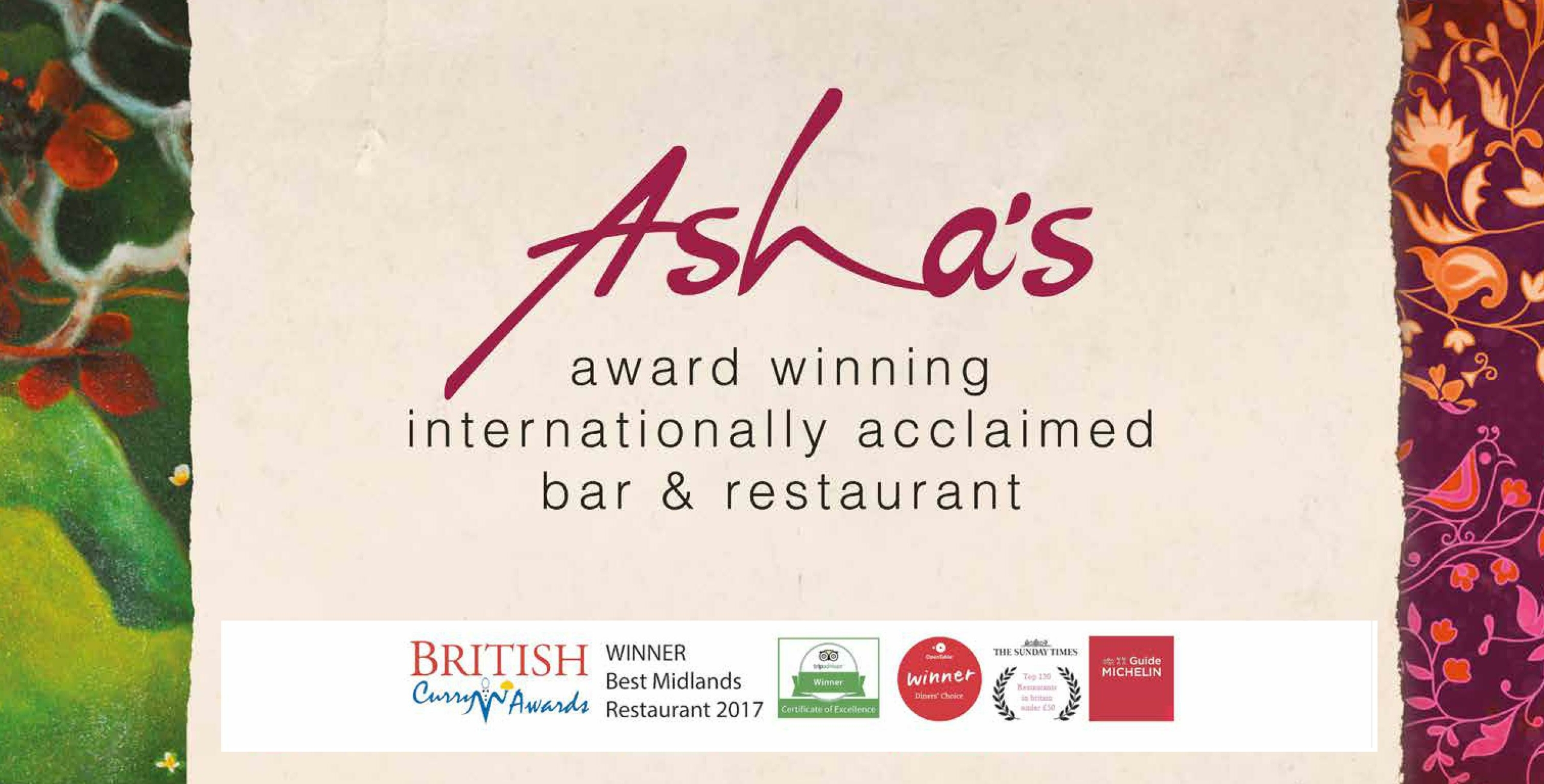 Asha’s Indian Resturant and Bar - main menu