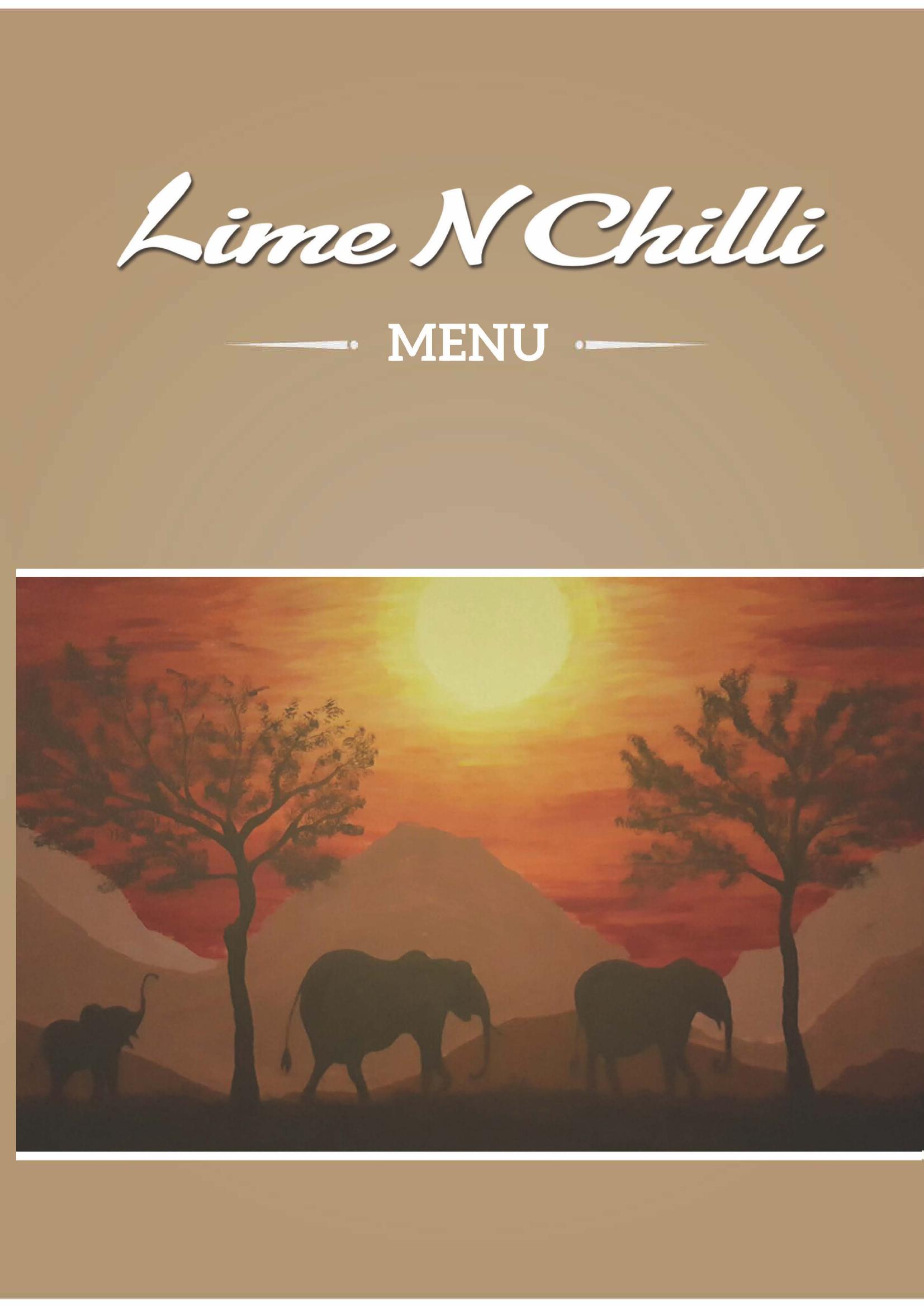 Lime n Chilli Indian Pub and Restaurant - main menu