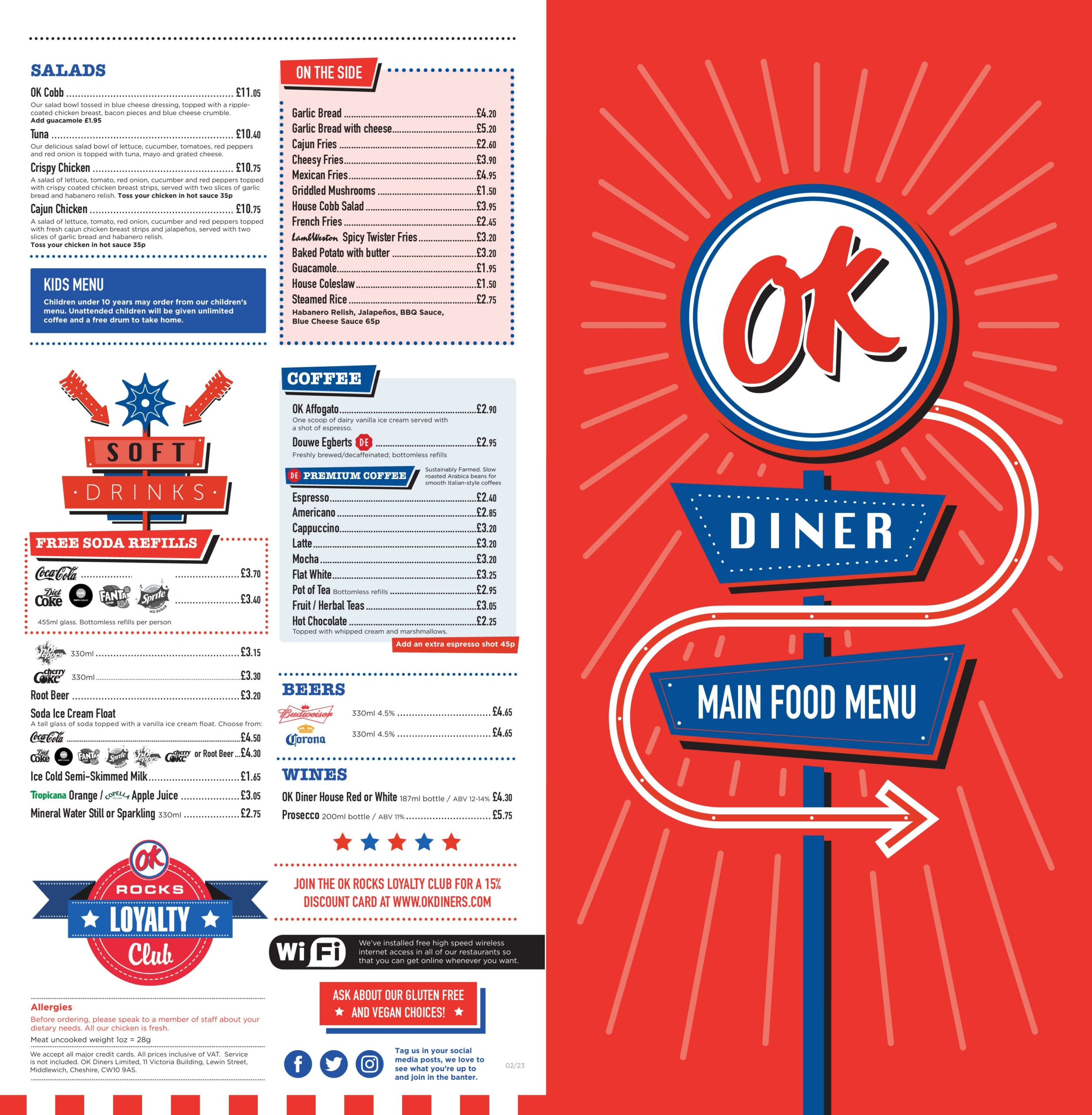 OK Diner – Elwick - main menu
