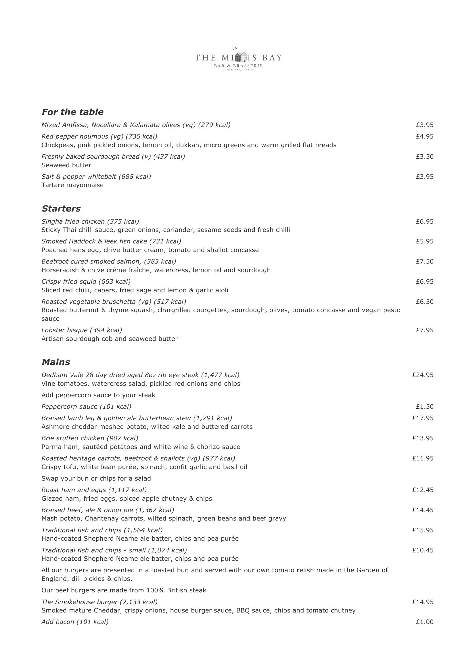 The Minnis Bay - main menu