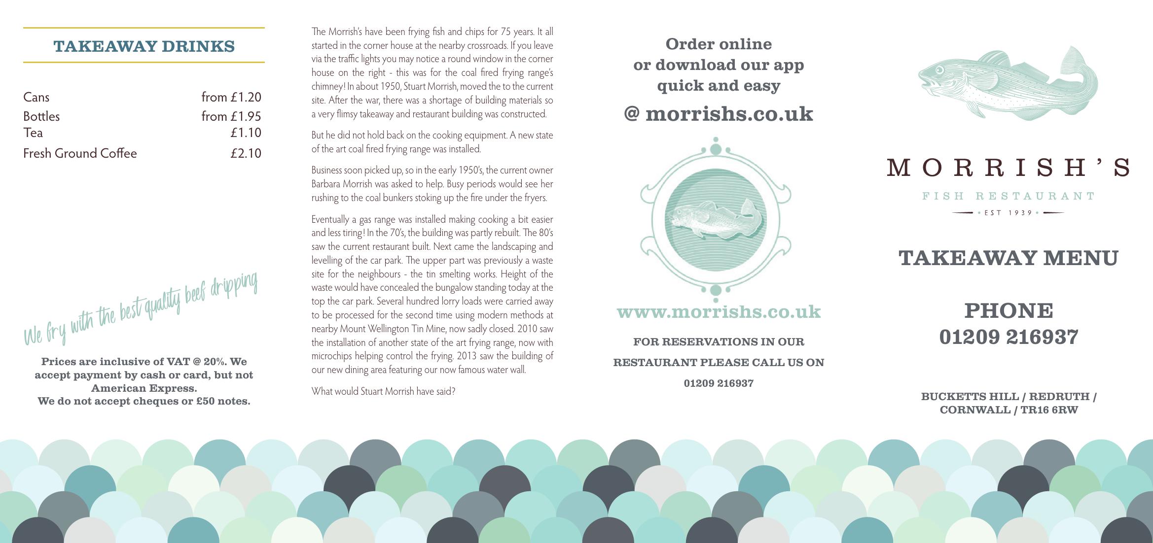 Morrish’s Fish Restaurant and Take Away - main menu