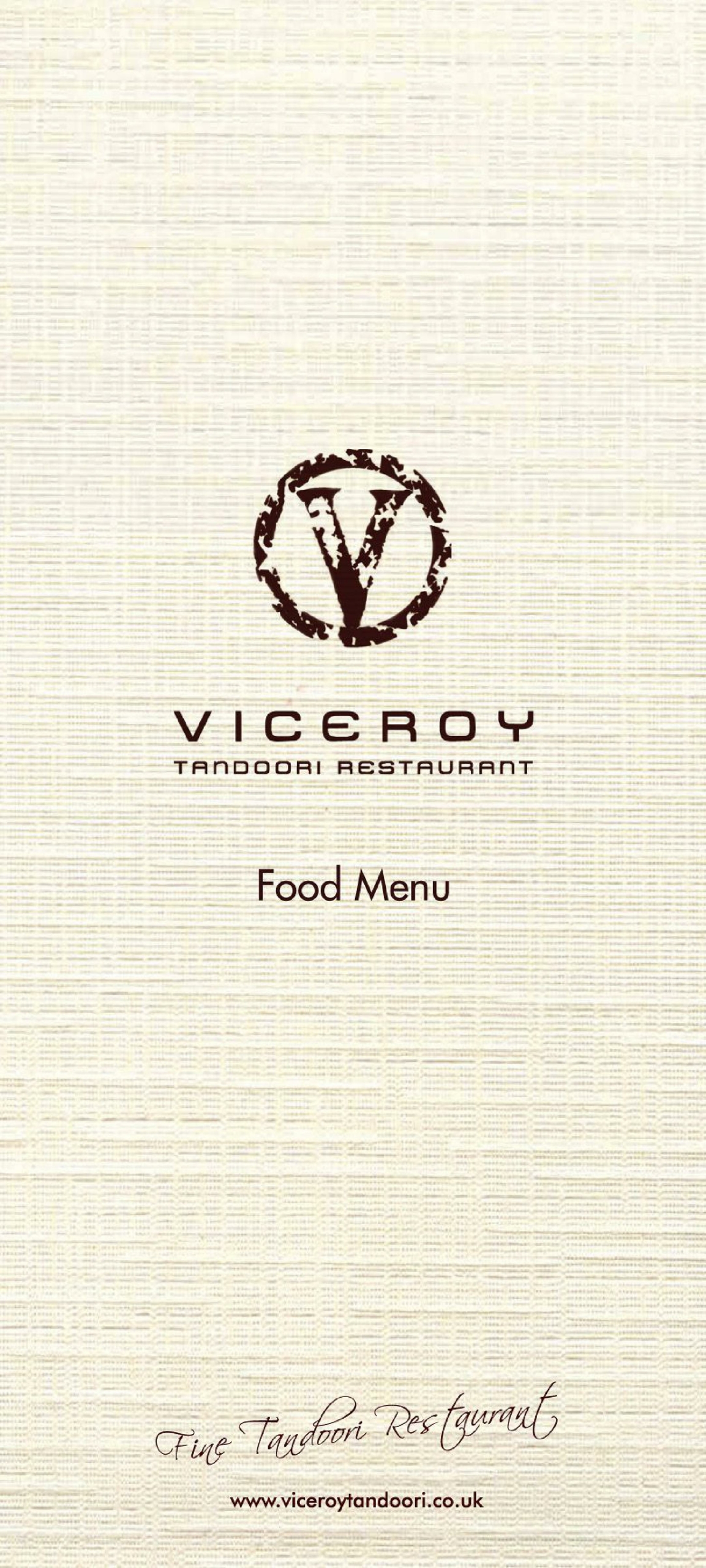 Viceroy Tandoori - main menu