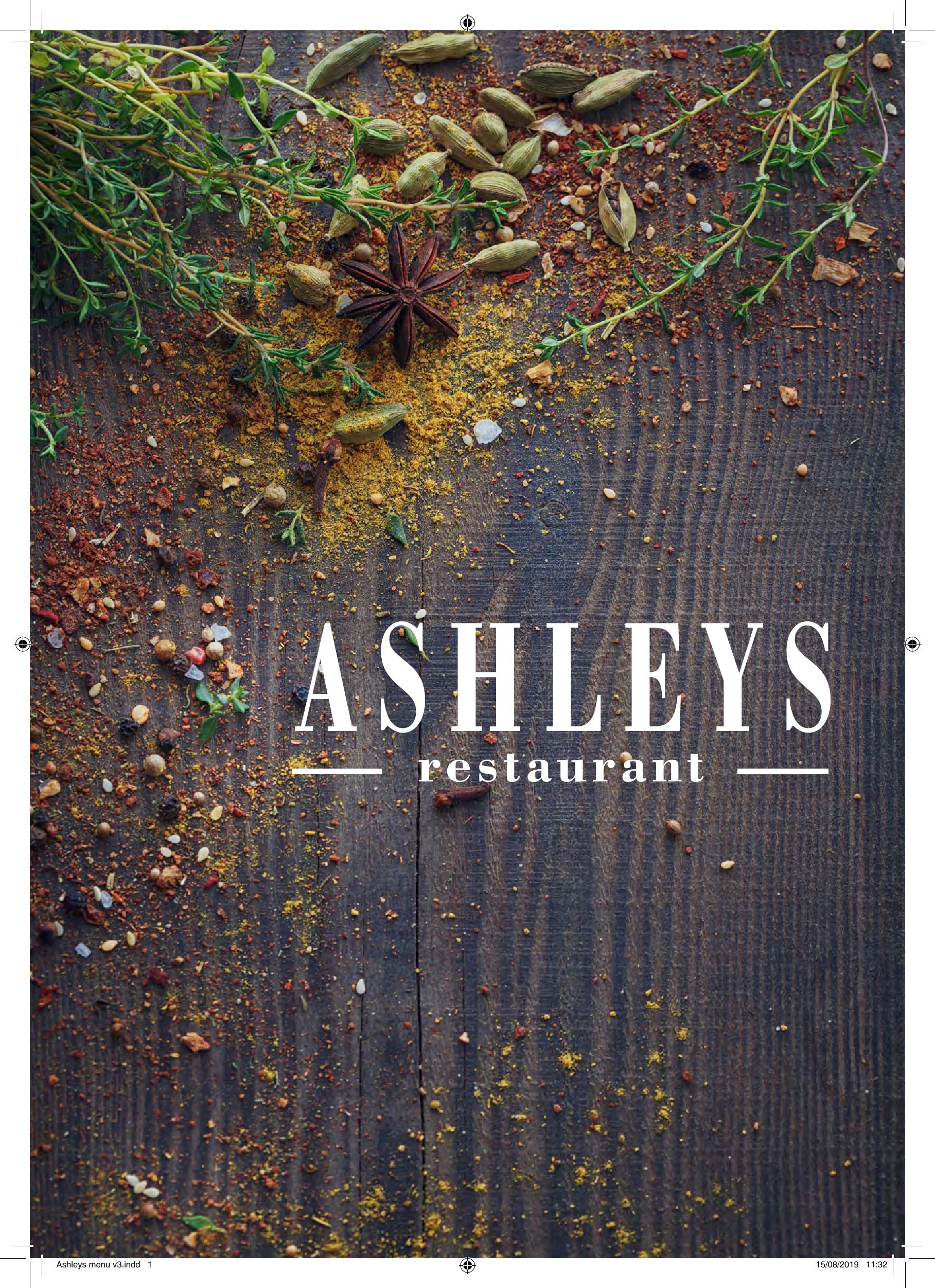 Ashleys Indian Restaurant Worcester - main menu