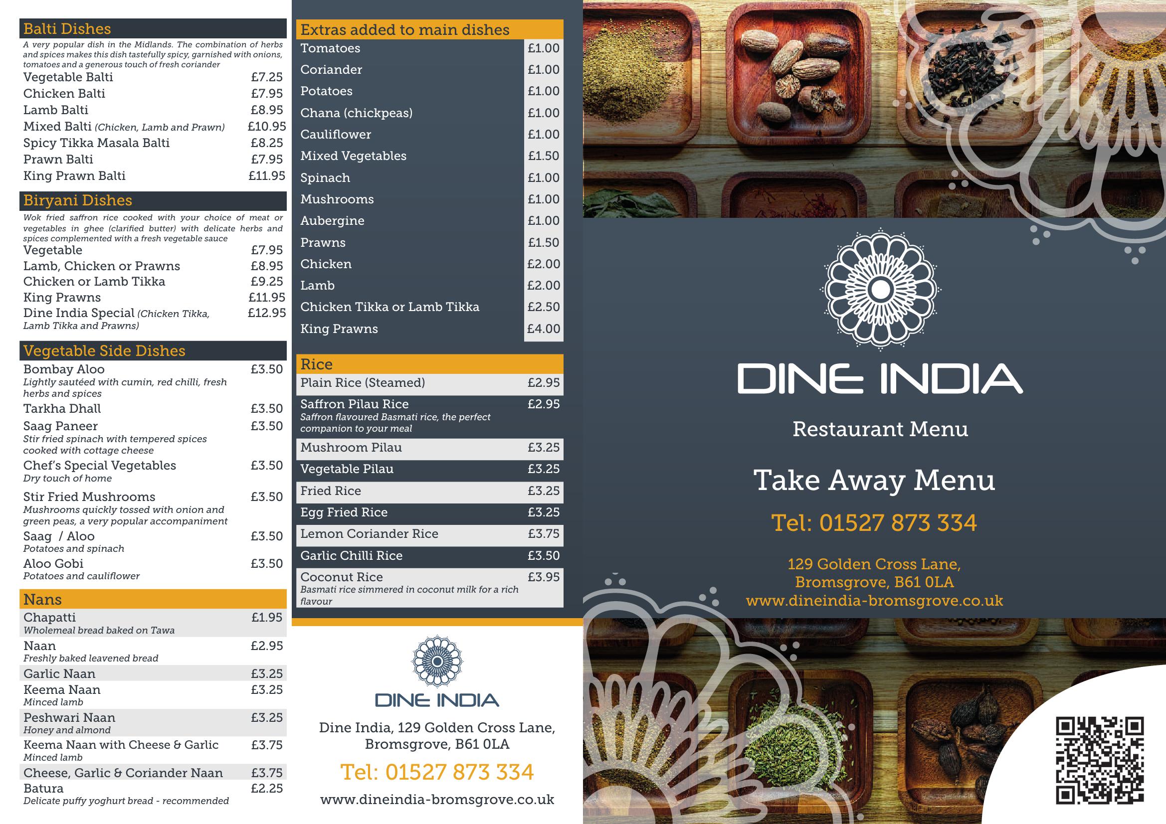 Dine India - main menu